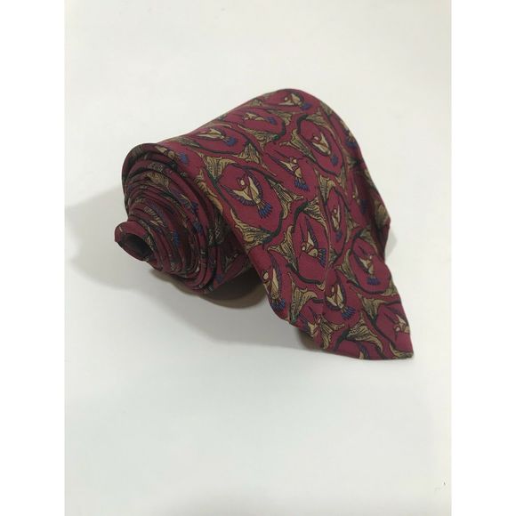 Salvatore Ferragamo Slate Red Silk Tie Italy - Picture 2 of 6